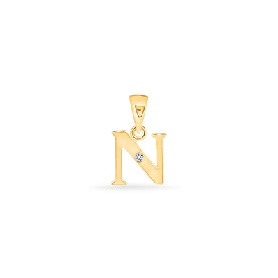 9K Gold Single Diamond 'N' Initial Pendant - DSNP-N - H&H Jewellery Pty Ltd