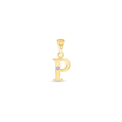 9K Gold Single Diamond 'P' Initial Pendant - DSNP-P - H&H Jewellery Pty Ltd