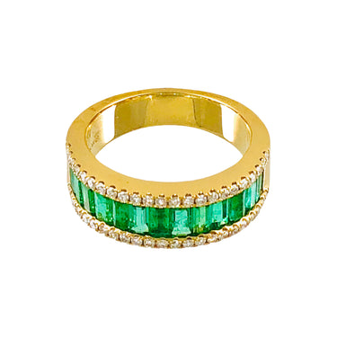 18K Yellow Gold 1.65ct  Emeralds and Diamonds Band - 20719302 - H&H Jewellery Pty Ltd