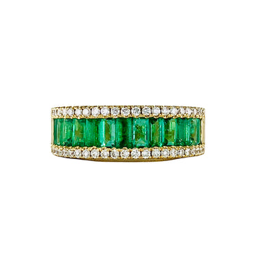 18K Yellow Gold 1.65ct  Emeralds and Diamonds Band - 20719302 - H&H Jewellery Pty Ltd