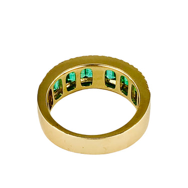 18K Yellow Gold 1.65ct  Emeralds and Diamonds Band - 20719302 - H&H Jewellery Pty Ltd