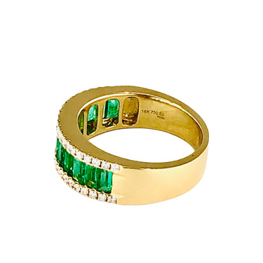 18K Yellow Gold 1.65ct  Emeralds and Diamonds Band - 20719302 - H&H Jewellery Pty Ltd