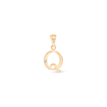 9K Gold Single Diamond 'Q' Initial Pendant - DSNP-Q - H&H Jewellery Pty Ltd