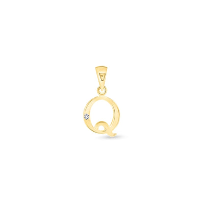 9K Gold Single Diamond 'Q' Initial Pendant - DSNP-Q - H&H Jewellery Pty Ltd