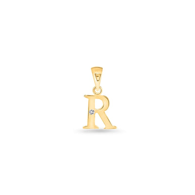 9K Gold Single Diamond 'R' Initial Pendant - DSNP-R - H&H Jewellery Pty Ltd