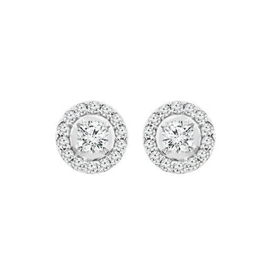 9K White Gold Tdw. 0.25ct Diamonds Halo Stud Earrings - 20717094 - H&H Jewellery Pty Ltd