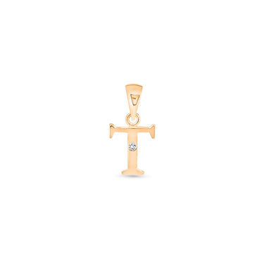 9K Gold Single Diamond 'T' Initial Pendant - DSNP-T - H&H Jewellery Pty Ltd