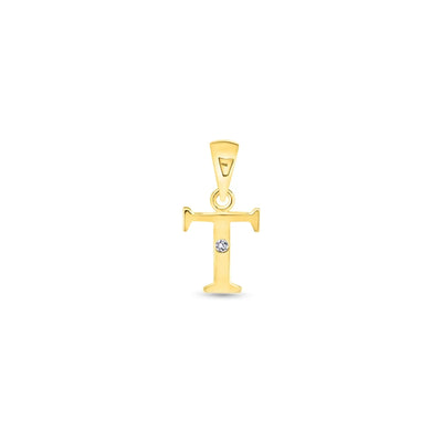 9K Gold Single Diamond 'T' Initial Pendant - DSNP-T - H&H Jewellery Pty Ltd