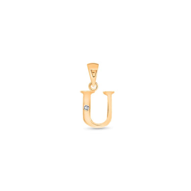 9K Gold Single Diamond 'U' Initial Pendant - DSNP-U - H&H Jewellery Pty Ltd