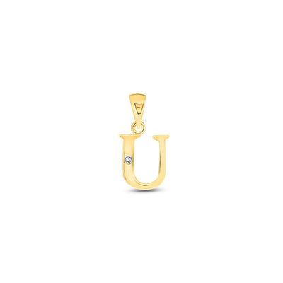 9K Gold Single Diamond 'U' Initial Pendant - DSNP-U - H&H Jewellery Pty Ltd