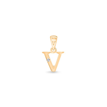 9K Gold Single Diamond 'V' Initial Pendant - DSNP-V - H&H Jewellery Pty Ltd