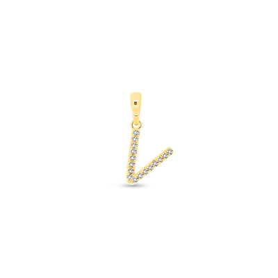 9K Gold Diamond 'V' Initial Pendant - DSSP-V - H&H Jewellery Pty Ltd