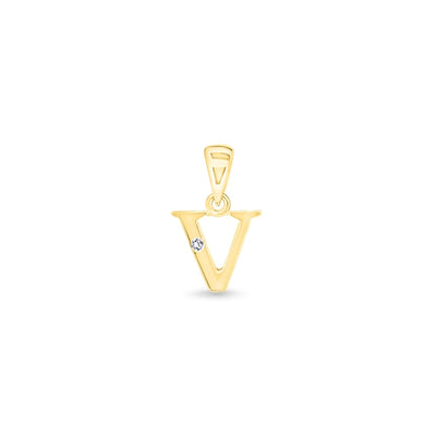 9K Gold Single Diamond 'V' Initial Pendant - DSNP-V - H&H Jewellery Pty Ltd
