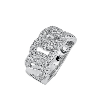 18K White Gold Tdw. 0.75ct Diamond Curb Link Dress Ring - 20719319 - H&H Jewellery Pty Ltd