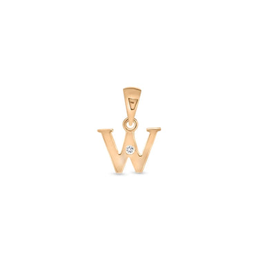 9K Gold Single Diamond 'W' Initial Pendant - DSNP-W - H&H Jewellery Pty Ltd