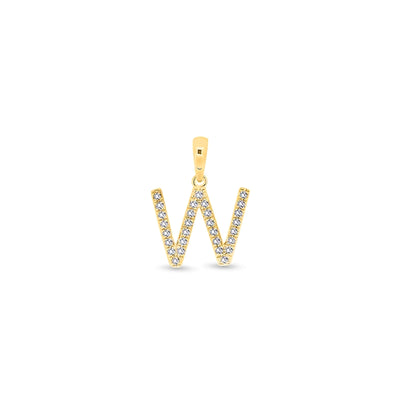 9K Gold Diamond 'W' Initial Pendant - DSSP-W - H&H Jewellery Pty Ltd