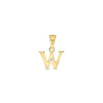 9K Gold Single Diamond 'W' Initial Pendant - DSNP-W - H&H Jewellery Pty Ltd