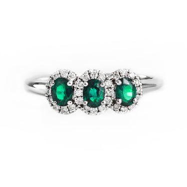 18K White Gold 0.45ct Emerald and Diamond Ring | Emerald Engagement Rings Melbourne | Emerald Engagement Rings Australia | H&H Jewellery