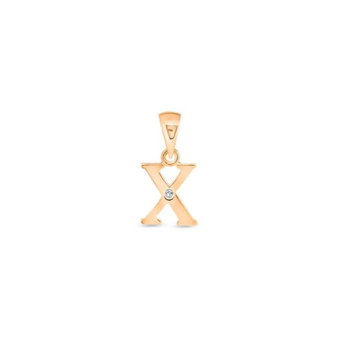 9K Gold Single Diamond 'X' Initial Pendant - DSNP-X - H&H Jewellery Pty Ltd