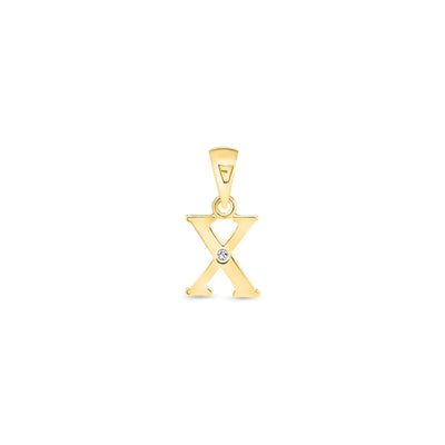 9K Gold Single Diamond 'X' Initial Pendant - DSNP-X - H&H Jewellery Pty Ltd
