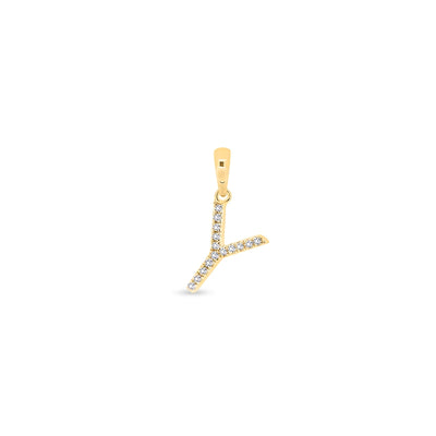9K Gold Diamond 'Y' Initial Pendant - DSSP-Y - H&H Jewellery Pty Ltd