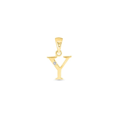 9K Gold Single Diamond 'Y' Initial Pendant - DSNP-Y - H&H Jewellery Pty Ltd